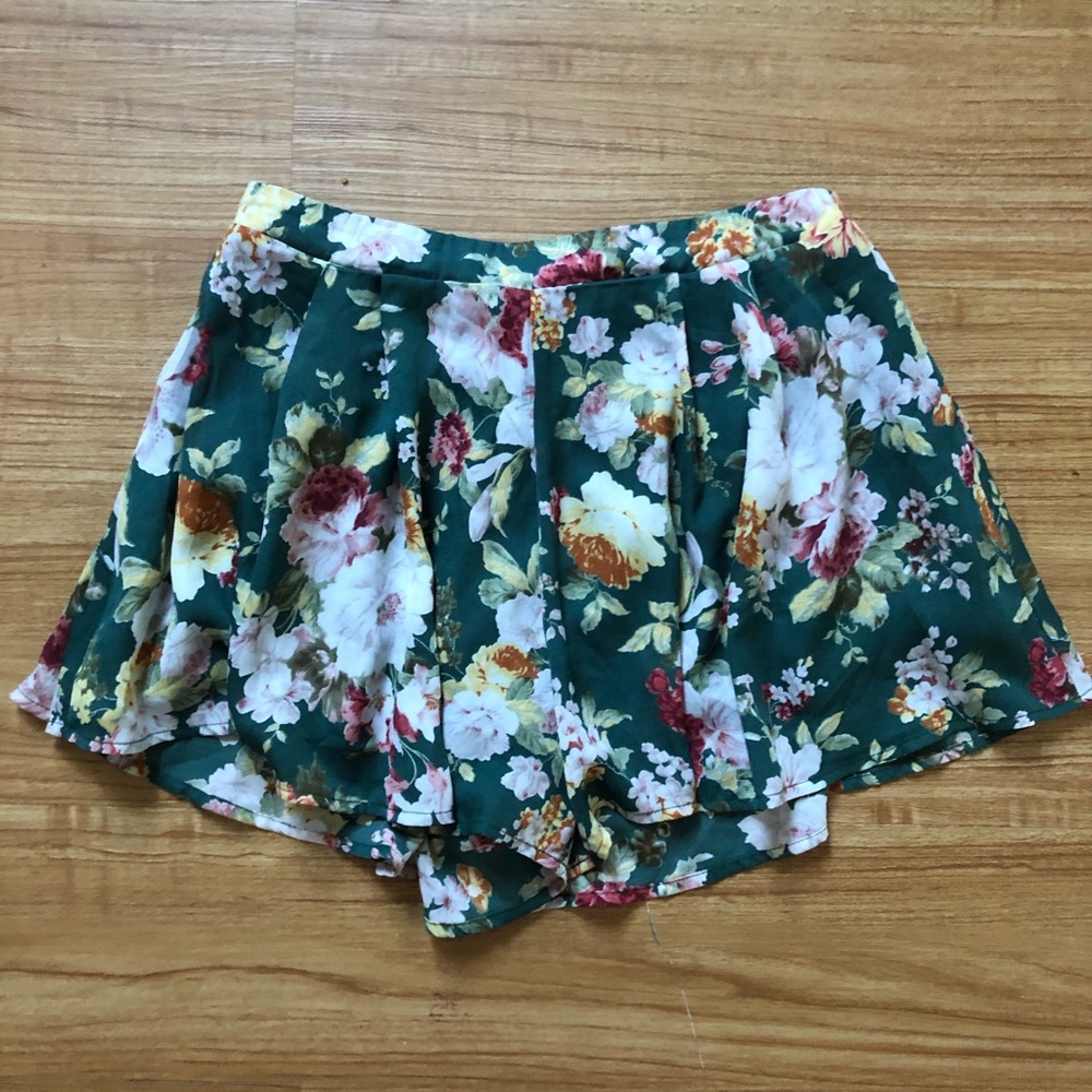 Favlux Emerald Floral Satin-Feel/Polyester Shorts